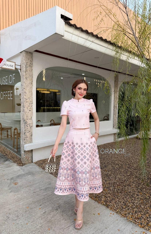 ORANGE JUICE Printed Tops With Long Skirts Sets